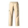 thumbnail image 7 of Men Drawstring Elastic Waist Cargo Pants Four Pockets Relaxed Fit Straight Leg Casual Outdoor Trousers Solid Color Mens Long Pants Yellow L, 7 of 7
