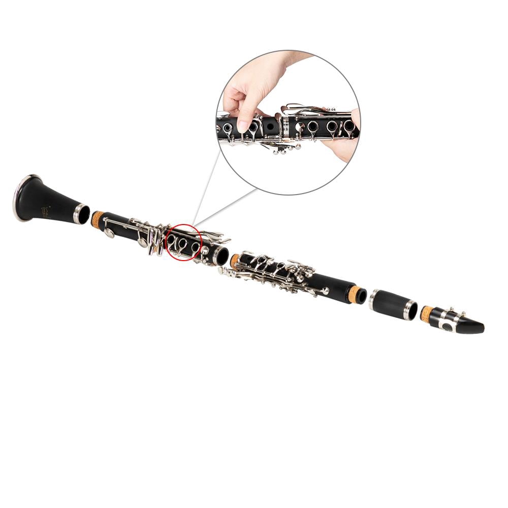 Zimtown 17 Keys Flat B Clarinet with Case Mouthpieces for Beginner Student Black