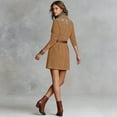 thumbnail image 5 of FRSASU Embroidered Maxi Dress for Women，Western Dresses Women Long Dress Suede Vintage V-Neck Long-Sleeve Loose Style Dress Brown, 5 of 7