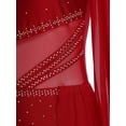 thumbnail image 6 of iiniim Women Lyrical Dance Dress Modern Contemporary Ballet Costume Asymmetric Shoulder Flowy Leotard Skirt Burgundy XL, 6 of 7
