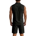 thumbnail image 3 of Gilet Chemise Sans Manches à Col pour Homme en Lin Uni pour Tenue de Plage Décontractée Quotidienne avec Options de Style Polyvalentes, 3 of 5