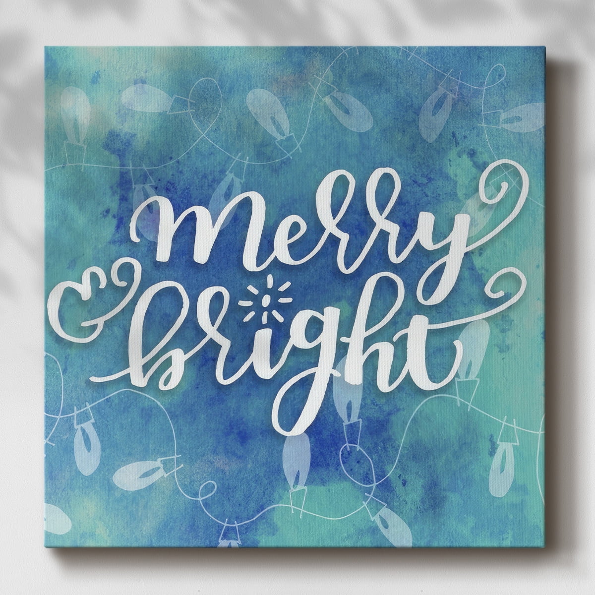 Merry and Bright Twinkle Light Handlettering- Gallery Wrapped Canvas