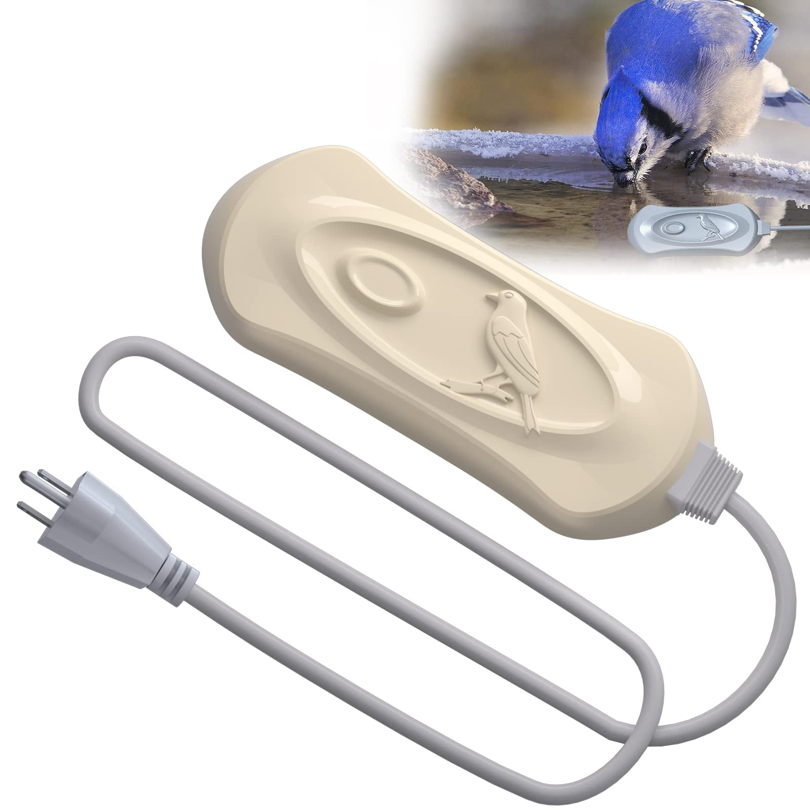 Bird Bath Deicer Heater with 3Ft Long Cord Waterproof & Thermostatic