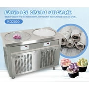Kolice Commercial 22 Double Round Pans Fried Ice Cream Roll Machine, Yogurt Fry Ice Cream Machine With Transparent Sneeze Guard