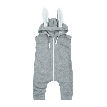 

Yubatuo Newborn Infant Kids Baby Boy Girl Romper Rabbit Hooded Jumpsuit Outfit Clothes Gray 70