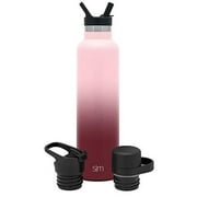 Simple Modern Insulated Water Bottle with 3 Lids: Straw, Flip, and Chug Reusable Ascent Narrow Mouth Stainless Steel Thermos Flask, 24oz, Ombre: Wildberry
