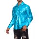 thumbnail image 4 of Camisas metálicas INSPIRE CHIC para hombres, camisas de fiesta impresas brillantes de los años 70, talla 2XL, color azul, 4 of 6