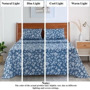 Lux Decor King Microfiber Bed Sheets - 4 Piece Floral Sheet Set, Soft Breathable Bedding, Wrinlkle Resistant, OEKO-TEX Certified, Navy Blue