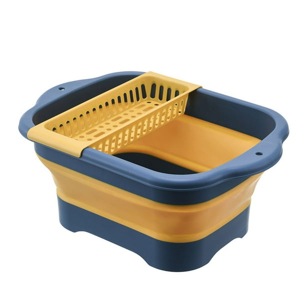 Inteprter Fregadero móvil colgante con asas laterales, cesta de verduras plegable, palillos plegables y colgantes Cocina y Comedor Azul