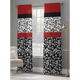 thumbnail image 4 of Black Red Sheer Curtains 96 Inch Length 2 Panels Set, Garden Floral Stripe Aesthetic Flower Boho Voile Window Treatment Semi Sheer Long Curtains Drapes for Bedroom/Living Room/Kitchen 52"x96"x2, 4 of 7