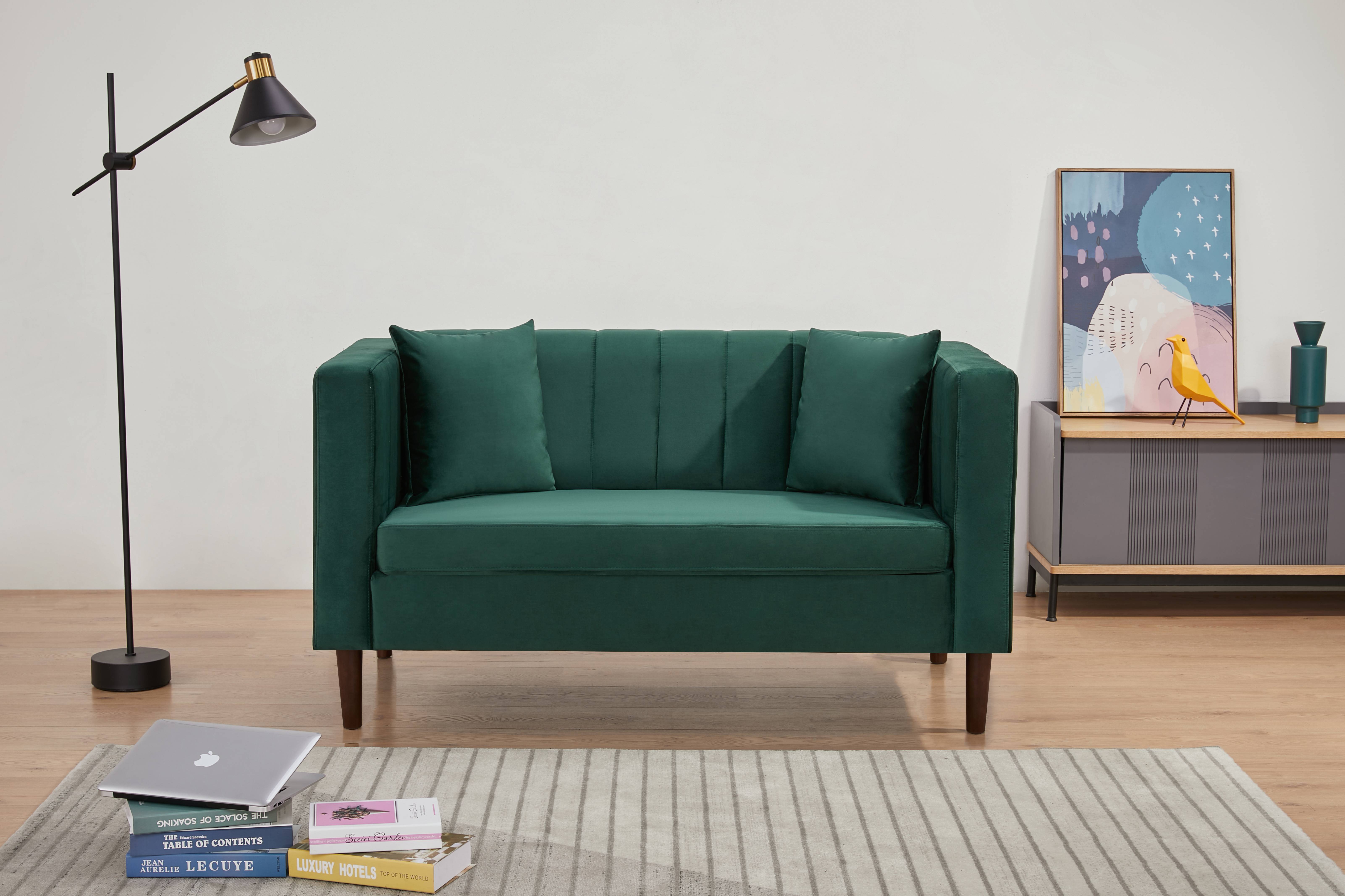 Artdeco Home Austin Velvet Loveseat Sofa, Green