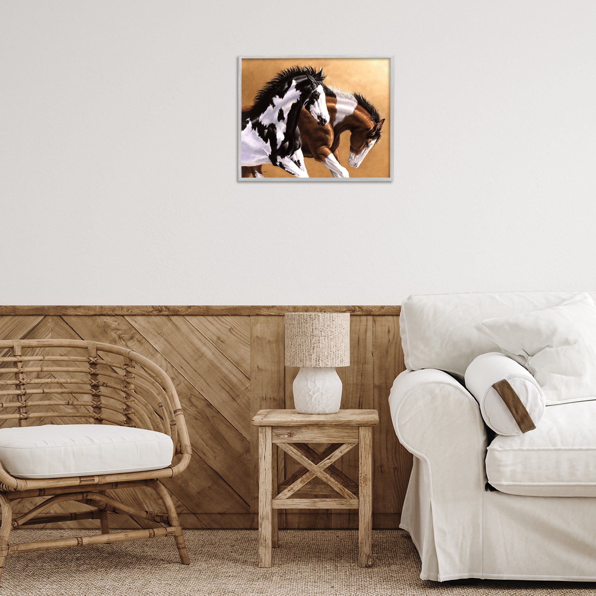 Stupell Industries Wild & Free Mares Animals & Insects Painting Gray Framed Art Print Wall Art, 20 x 16