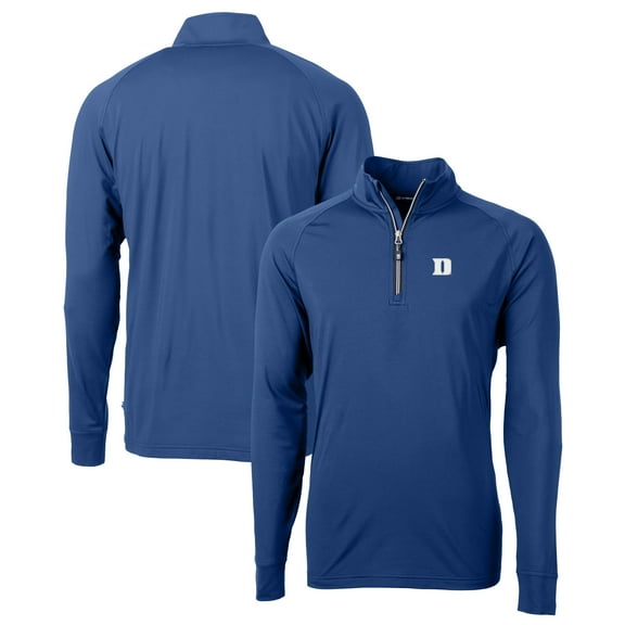 Men's Cutter & Buck Royal Duke Blue Devils Adapt Eco Knit Stretch Recycled Raglan DryTec Quarter-Zip Top