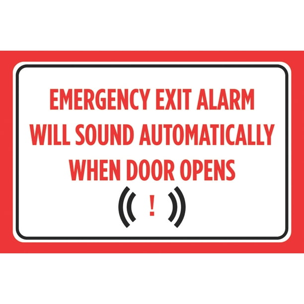 Emergency Exit Alarm Will Sound Automatically When Door Opens Red Black