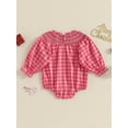 thumbnail image 5 of ZINTAOZT Toddler Baby Girl Christmas Plaid Smocked Romper Long Sleeve Embroidery Bubble Jumpsuit Bodysuit Xmas Clothes, 5 of 8