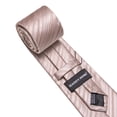 thumbnail image 2 of Barry.Wang Champagne Silk Ties for Men Sets Woven Pure Striped Formal Necktie Pocket Square Cufflinks Wedding Party 4PCS, 2 of 2