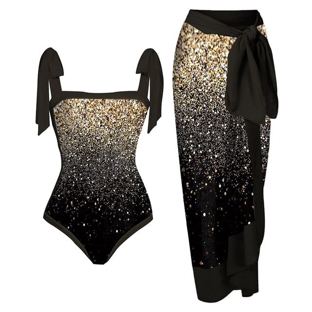 Traje De Baño Damas 2 Piezas De Traje De Baño De Playa Para Mujer Con Cordones Y Vestido Para Deportes Acuáticos (M Dorado) Tmvgtek Para Estrenar