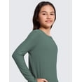 thumbnail image 4 of CRZ YOGA Girls Cloudweight Long Sleeve Athletic Shirts Active Sports Casual Tees Crew Neck Side Slit Winter Kids Teen, 4 of 5