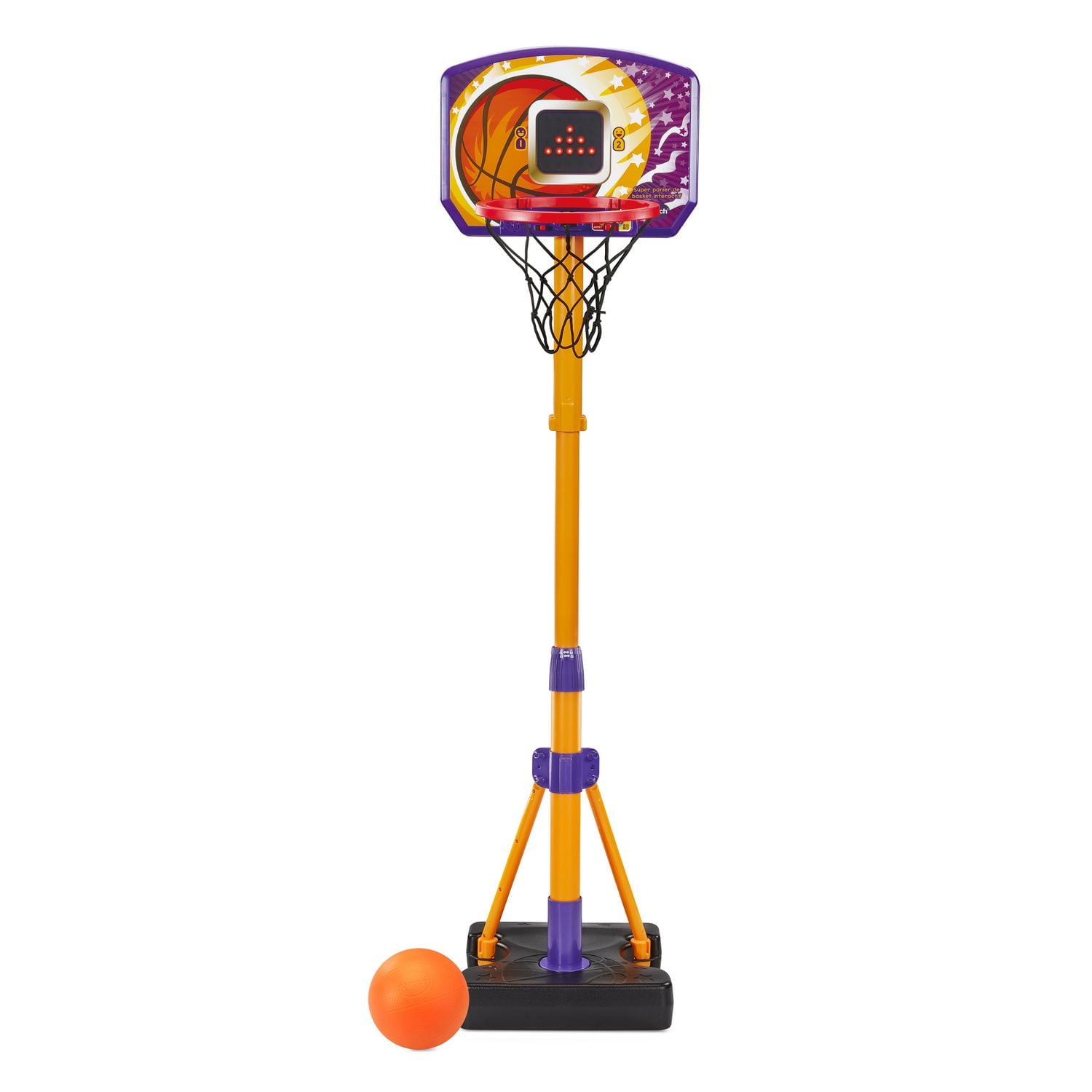 Panier De Basket Interactif VTech Super Panier – évolutif De 110 à 140 Cm, 3 Modes De Jeu, Tableau De Scores Lumineux Et Parlant, Pour Enfants Dès 3 Ans (version Française)