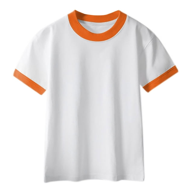 T-Shirts Garçons Enfants Manches Courtes Col Rond Unis Basiques T-Shirts Décontractés Hauts