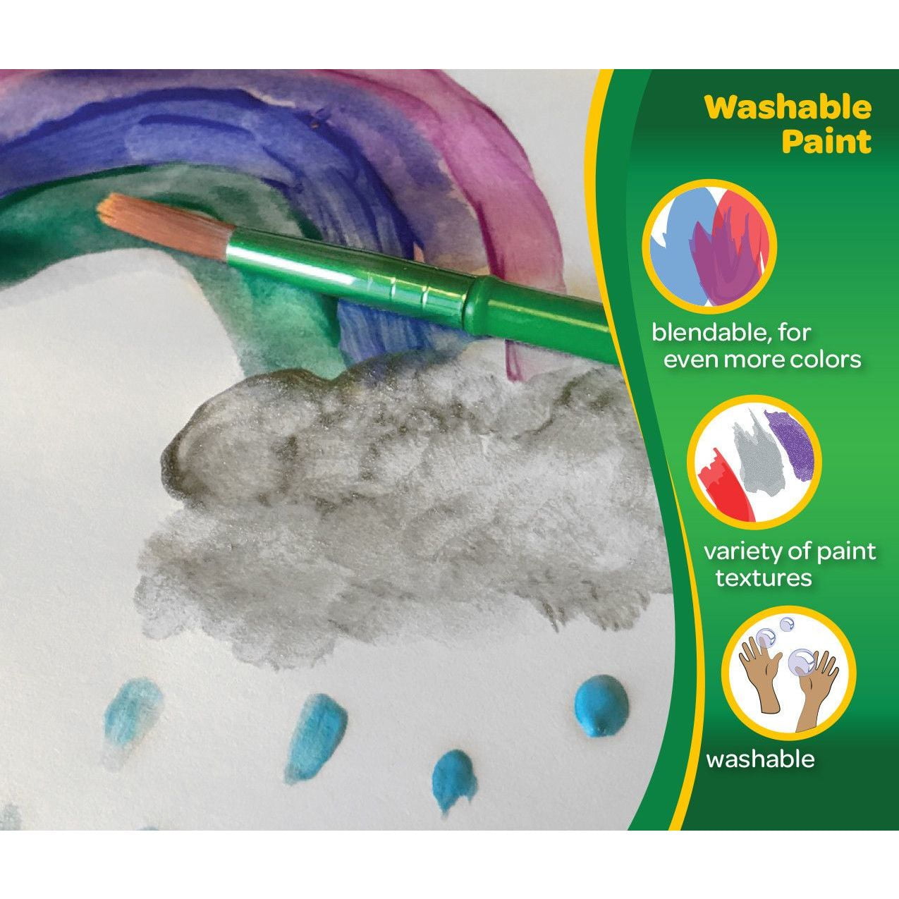 Crayola Washable Paint Pot Set with Brush & Storage Case, School Supplies, Paint Set, 42 Colors, Child