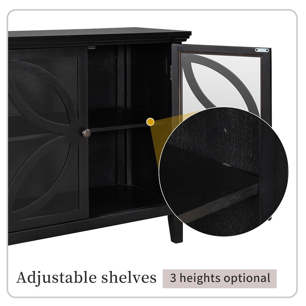Private Jungle Accent Storage Cabinet Wooden Cabinet with Decorative transparent Door,Modern Sideboard for Entryway, Living Room,32 Inch,Black Private Jungle Accent Storage Cabinet Wooden Cabinet with Decorative transparent Door,Modern Sideboard for Entryway, Living Room,32 Inch,Black