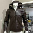 thumbnail image 4 of Wancir Men’s Faux Fur Leather Jacket Autumn Winter Fleece Lined Coat Vintage Bomber Jacket, 4 of 7