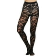 thumbnail image 5 of ToBeInStyle Women's Spandex Sheer Pantyhose w/ Woven Floral Design - Black, 5 of 7