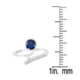 thumbnail image 3 of Sterling Silver with Round Shape Blue Sapphire and Natural White Topaz Bypass Ring for Women, 3 of 3
