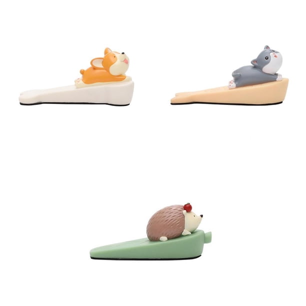 3 topes de puerta antideslizantes con forma de animal de dibujos animados de seguridad