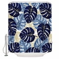 thumbnail image 2 of Blue Palm Leaves Waterproof Fabric Shower Curtain, Farmhouse Summer Beige Tropical Plants Shower Curtain for Bathroom Curtains Bathtubs Hotel Washable Shower Curtains with 12 Hooks Standard 60x72, 2 of 6