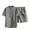 Gray, variant on 2 Piece Outfit for Men Cotton Linen Casual Short Sleeve V Neck Shirt and Shorts Solid Summer Relaxed,Sizes M-5XL