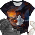 thumbnail image 4 of Jsaierl Halloween Shirts for Women Funny Ghost Print Tees Vintage Classic Round Neck T-Shirts Short Sleeve Dressy Casual Blouse Tops Halloween Clothes,Sizes S-5XL, 4 of 6