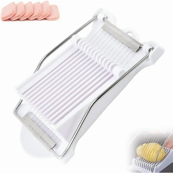 Easy Press Food Slicer, Luncheon Meat Slicer with 12 Stainless Steel Wires, Boiled Egg Soft Cheese Slicer Cutter, Multipurpose Slicer Cutter for Fruit,Onions,Banana,Pitaya,Soft Food (Yellow)