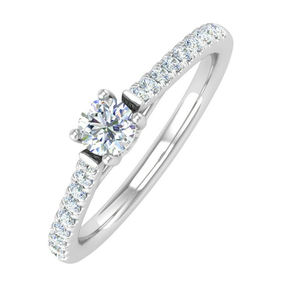 3/8 Carat Diamond Solitaire Engagement Ring in 14K White Gold (Ring Size 7)