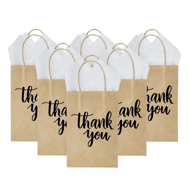 Bolsas de regalo DjinnGlory Thank You, paquete de 50 con asas, 23 x 14 x 8 cm