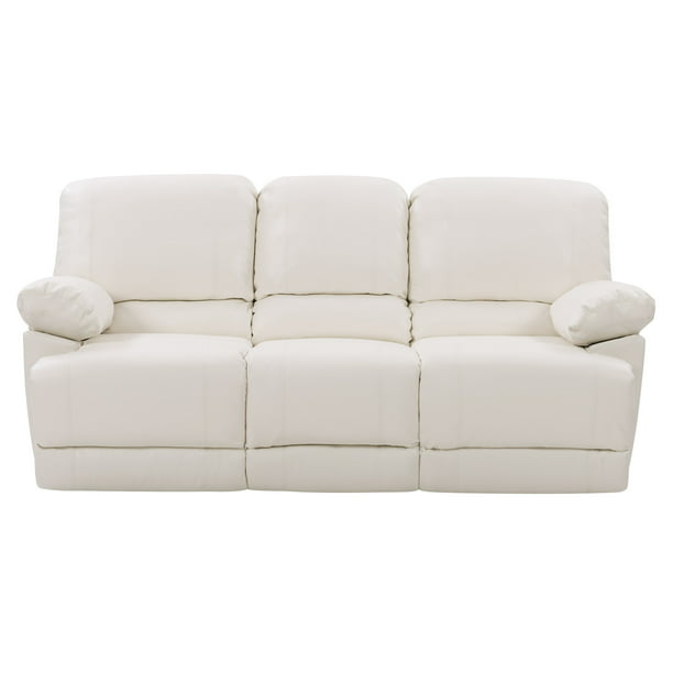 Corliving Lzy 312 S Plush Power, White Leather Reclining Loveseat With Console