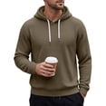 thumbnail image 6 of happyYEE Men's Waffle Hoodie with Drawstring, Casual Long Sleeve Hooded Sweatshirt, Fall Fashion Versatile Pullover Tops, 6 of 9