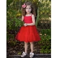 thumbnail image 5 of Oudiya Toddler Girls Tutu Red Party Dress Tulle Ruffle Hem Cami Summer Dress for Kids 2-6Y, 5 of 7