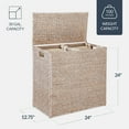 thumbnail image 3 of Best Choice Products Large Natural Water Hyacinth Double Laundry Hamper Basket w/ 2 Liner Bags, Handles - Whitewash, 3 of 9