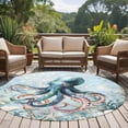 thumbnail image 4 of Ocean Octopus 8FT Round Area Rugs for Living Room 111 Starfish Coral Flower Blue Theme Ultra-Thin Non-Slip Round Rugs Machine Washable Low Pile Circle Carpet for Bedroom Kitchen Nursery, 4 of 9