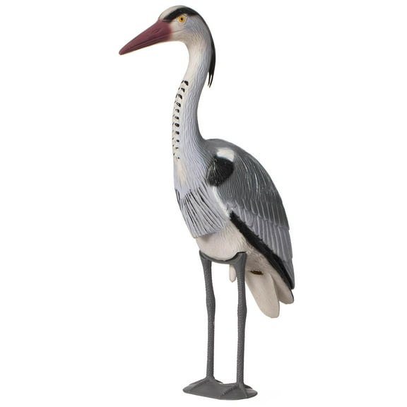 Gardenised 30-inch Heron Decoy - Standing Crane Sculpture, Outdoor Bird Art for Yard, Lawn, Patio, Porch, Pond & Pool, Garden Accessories, Backyard Accent, and Landscaping Decoration, Silver