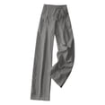 thumbnail image 6 of Women's Linen Wide Leg Pants – Drawstring Elastic Waist Casual Trousers with Pockets, Lightweight Cotton Blend for Summer Beach & Lounging(Grey,XXL), 6 of 6