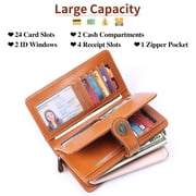 Sendefn Wallets for Women Genuine Leather Credit Card Holder with RFID Blocking Large Capacity Wristlet