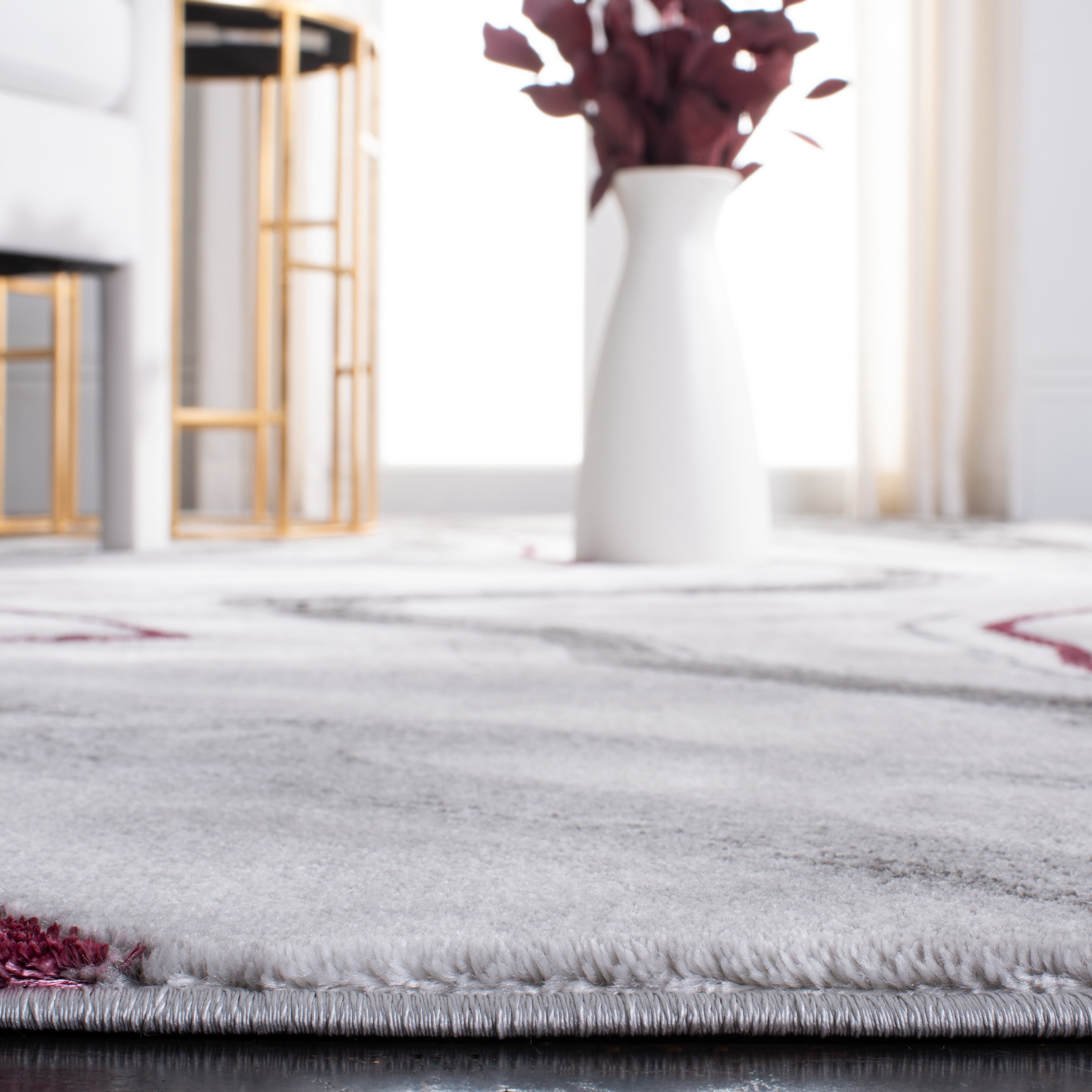 SAFAVIEH Craft Angjelko Abstract Area Rug, Grey/Wine, 6'7" x 6'7" Round