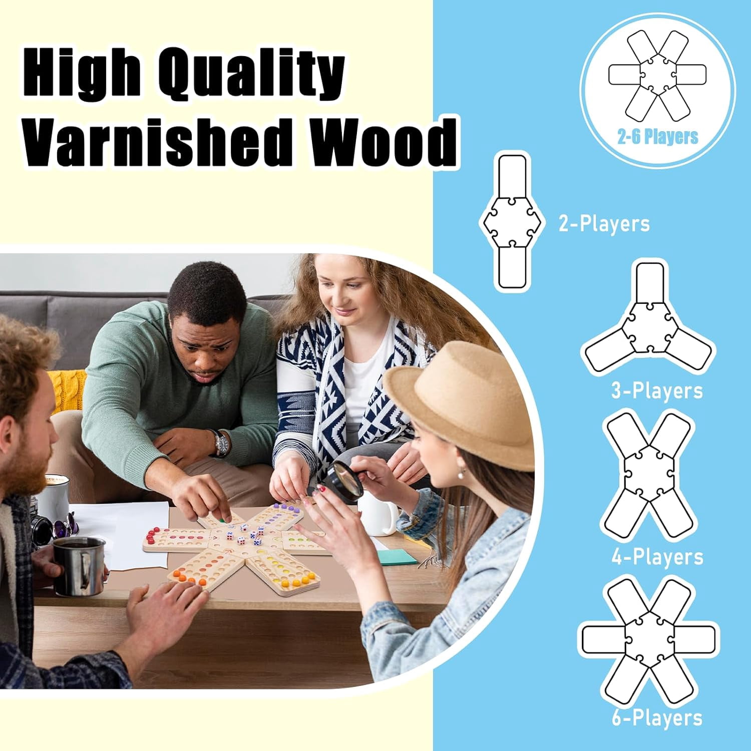 Original Marble Aggravation Board Game Set, Portable Wooden Tabletop Game with 30 Marbles and 7 Dice for Family Party Nights (2-6 Players)