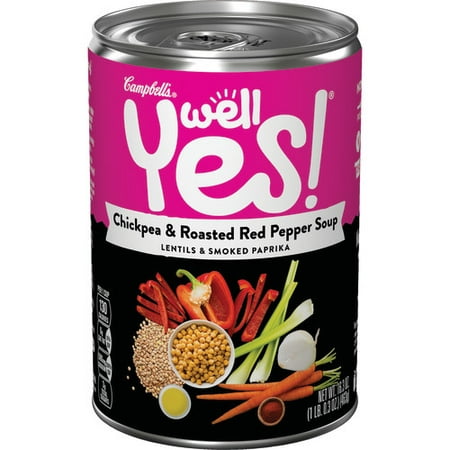 (2 Pack) Campbell's Well Yes! Chickpea & Roasted Red Pepper Soup, 16.3 oz. (Best Roasted Red Pepper Soup)