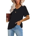 thumbnail image 2 of Camiseta de mujer Lunivop negra con cuello en V y manga corta XXL, 2 of 4