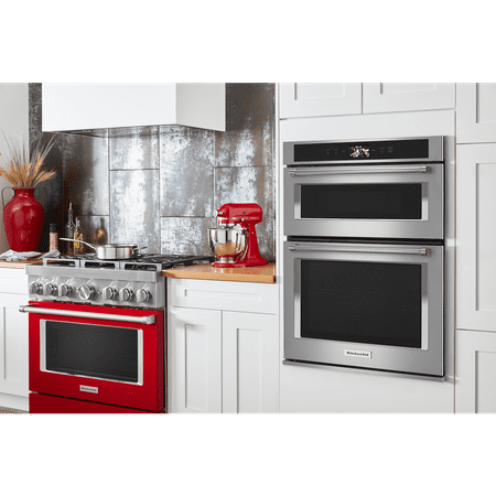 KitchenAid - Smart Oven+ 30" Single Electric Convection Wall Oven with Built-In Microwave - Stainless Steel