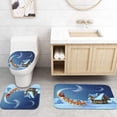 thumbnail image 4 of FMSHPON Christmas Night Scene Santa Claus 4 Piece Bathroom Set Shower Curtain Bath Rug Contour Mat and Toilet Lid Cover, 4 of 8